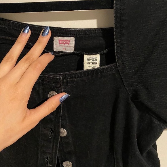 Levis denim button down puff sleeve dress - Picture 2 of 2